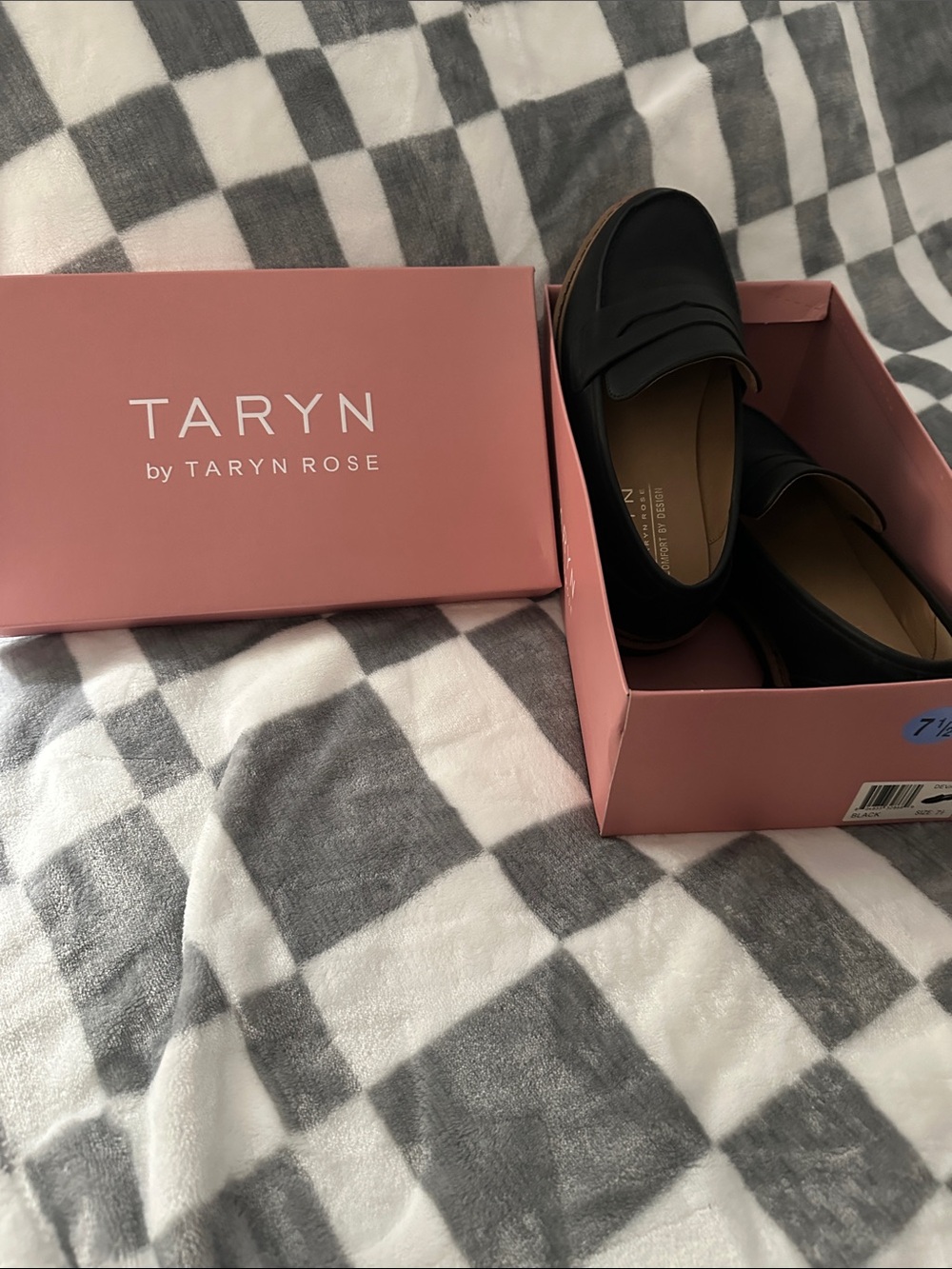 Taryn Rose Black Leather Penny Loafers